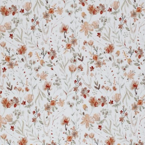 Baumwolljersey | viele Designs | Florale Designs | Ökotex | ab 50 cm | Meterware | für Baby- und Kinderkleidung (Herbstwasserblume)