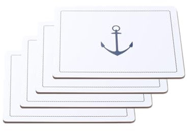 Seaside No.64 - Platzset mit Korkunterseite - Verschiedene Designs - Pflegeleichte Alternative zu Tischdecken - Eyecatcher für deinen Esstisch (4er-Set großer Anker)