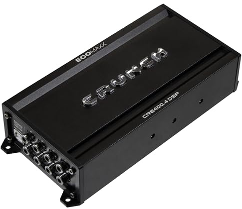 CRUNCH CRE400.4DSP - 4 Kanal CLASS A/B Auto Verstärker - 4 x 50W - und integriertem 6 Kanal 32 Bit DSP - integriertem Bluetooth für Audio Steaming und APP Steuerung | ECOMAXX Serie