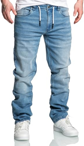 Amaci&Sons Herren Sweathose in Stretch Denim Männer Kordel Basic Jogging Jeans 7031