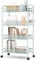 APEXCHASER 4-Tier Rolling Cart,Easy Assemble Mobile Storage Trolley On Wheels,Slide Out Utility Cart Shelving Units Kitchen Bathroom Laundry Room,Green