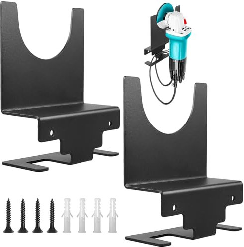 GAOUTO 2 Stück Winkelschleifer Halterung, Winkelschleifer Lagerregal für 12,7 cm Schleifer, Wandmontierte Winkelschleiferhalterung Werkzeugständer für Schneider, Polierer, Garage und Arbeitsplatz