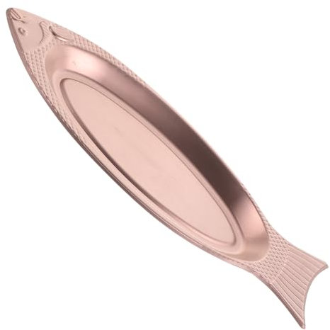 COLLBATH Plato Elegante En Forma De Plato Alto Para Servir Pescado A La Parrilla Al Vapor Oro Rosa 35 Cm