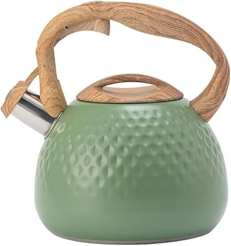 Bouilloire Sifflante, Bouilloire Sifflante Induction 3L, Retro Théière Bouilloire avec Sifflet, Bouilloire Vintage en Acier Inoxydable Adaptée à la Cuisinière à Gaz, Cuisinière à Induction (Vert)