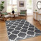 AMEHA Rugs Living Room - Grey Area Rugs for Bedroom Large Bedside Rug 80x150 cm Non Slip - Modern Carpet Non Shedding Trellis Style Durable Soft Low Pile Rug for Kids Room Easy to Clean (Ava Grey)