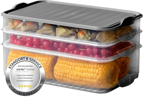 uandu Fiambreras para frigorífico, almacenamiento de salchichas, frigorífico, fiambrera, apilable, organizador de frigorífico, recipientes con tapa, fiambreras, caja de almacenamiento para