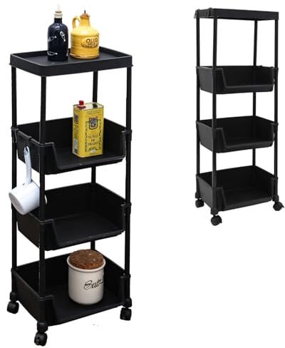 MAKLIK Lot de 2 Chariots Rangement - 35x24x100 Desserte à roulettes - Étagère de Cuisine Mobile Panier a Legumes sur roulettes Desserte Salle de Bain Meuble de Toilette WC Rangement Étagère Plastique