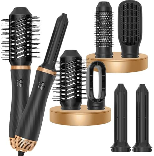 Air styler 6 in 1 Haarstyler, 1000W Warmluftbürste Set mit Hairstyler 200 Millions lonen Föhnbürste Warmluftbürste Haartrockner Lockenstab, Glättbürste, Airstyler Patent Nr: 009164270-0001 (Black)