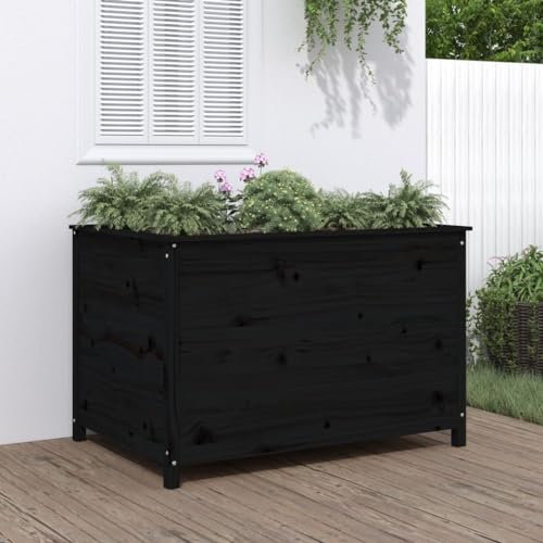 XGWKCNV Furniture select-Garden Raised Bed Black 119.5x82.5x78 cm Solid Wood Pine
