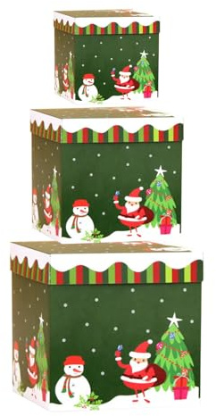 3 Stück Geschenkbox Für Weihnachten Stapelbare Geschenkbox Weihnachten Mit Deckel Weihnachts Pappschachteln Set Für Verpacken Weihnachtsboxen Set Pappschachteln Für Geschenke