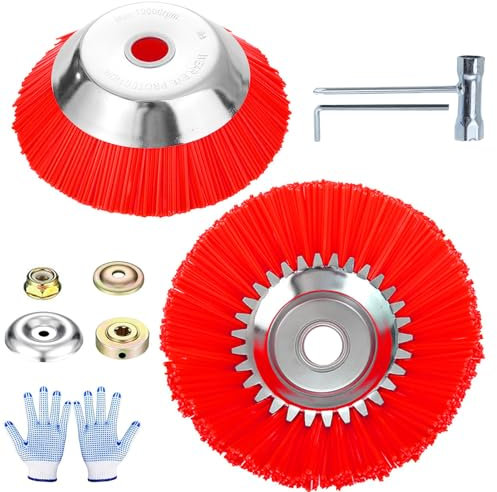 Lot de 2 Tête de Brosse en Nylon pour Débroussailleuse,150mm+200 mm x 25,4 mm Brosse à Mauvaises Herbes,Wild Herb Brush pour débroussailleuse,Tete Brosse Débroussailleuse Universelle,Brosse Désherbage