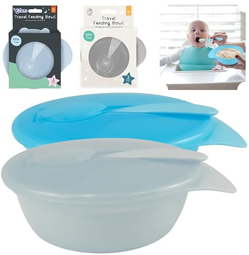 6Pcs Baby Feeding Bowls and Spoons Set, BPA Free 400ml Bowls with Spoons for Baby Led Weaning, Easy Grip Spoon
