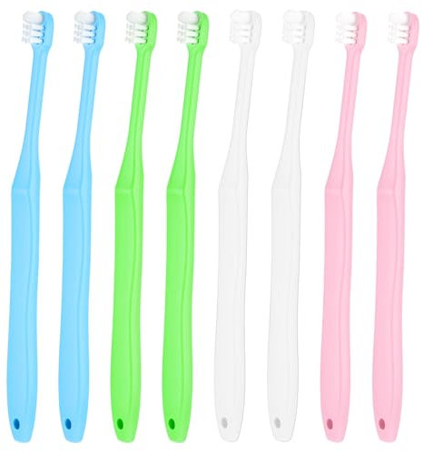 Kifmurase 8 Stück Tuft Zahnbürste Getuftet Bürste für Brackets, Weiche Nylon Einbüschelbürste zur Detaillierten Reinigung von Zahnspangen und Zahnlücken für Erwachsene