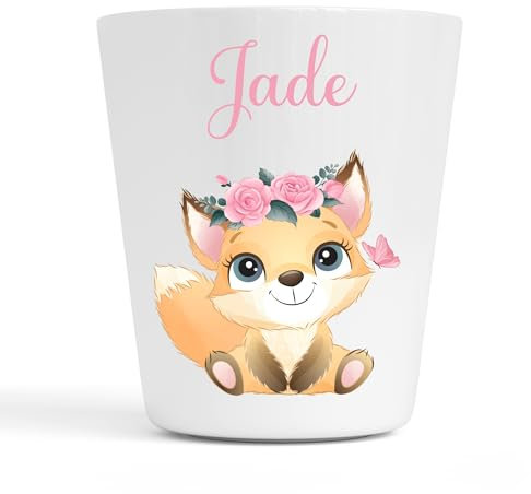 Gobelet en Plastique pour Enfants | Gobelet Personnalisé avec Nom |Verre Plastique Incassable Personnalisé (Renarde Jade)