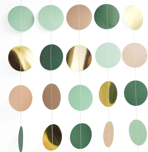 Grün Wald grüne Punkte Papier Girlande String Hängende Party Hintergrund für neutrale Baby Dusche, Geburtstag, Brautduschen, rustikale Hochzeit Dekorationen