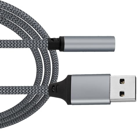 Externer Soundkarten-USB-Steckdosenadapter – Audio-Buchsen-Konverter für Kopfhörer, PC, Laptop, Desktop-Computer | Stereo-Audiokabel für klaren Sound, US-Steckdosenadapter