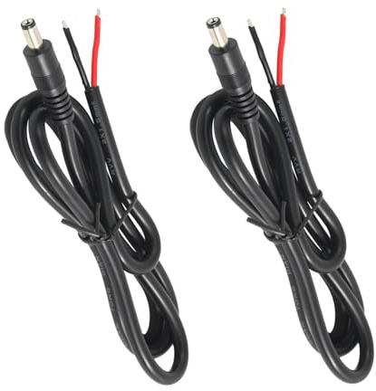 PENGLIN 2 STÜCK 1 Meter DC5521 15A 12V Stecker Power Pigtail Kabel | 5.5mm x 2.1mm auf 2-adriges blankes Kabel mit offenem Ende Reparaturkabel Verlängerungskabel für CCTV Kamera