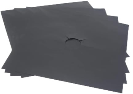 BESTonZON 4 pièces Protège Plaque Cuisson Gaz Feuilles Résistantes et Antiadhésives pour Four et Table Cuisson Adaptées à Brûleurs Gaz Faciles à Nettoyer et Réutilisables Protection Durable