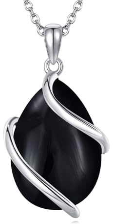 POPLYKE Sterling Silber Teardrop Anhänger Halskette Schmuck für Damen Herren