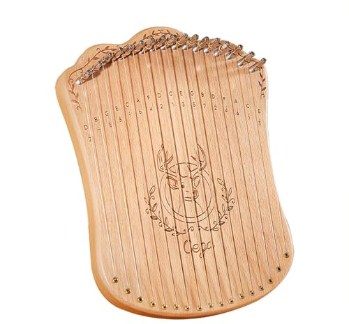 Fesjoy Mini Harpe Lyre 17 Cordes avec clé D'accordage et Médiators, Harpe aux Tons Chauds Facile à Apprendre pour Débutants, Enfants et Adultes, Matériau en Bois de Hêtre Lisse (Burlywood)