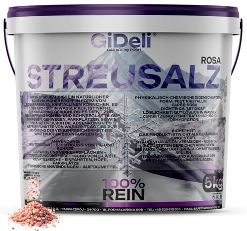 GiDeli Sale antigelo grossolano da 5 kg in secchio – Sale antigelo contro ghiaccio e neve | Quantità pratica per scale d'ingresso, marciapiedi e terrazze. Secchio con coperchio e staffa richiudibile.
