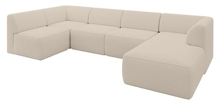 ALTDECOR Ecksofa in U-Form Corner Sofa Bett Eckcouch Couch L-Form Wohnlandschaft Cauchsofa MOVO 345x180x78 Dukelbeige