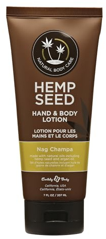 Hanfsamen-Hand- und Körperlotion, Nag Champa-Duft - 216g - Beruhigt trockene Haut - Arganöl, Hanfsamenöl - Leichte, nicht fettende Formel - Vegan & Cruelty Free