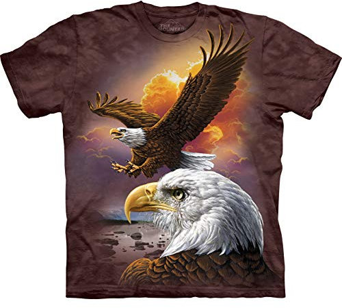 The Mountain Eagle & Clouds Erwachsene T-Shirt, Braun, 3XL
