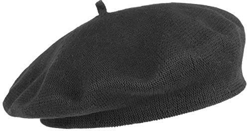 Lipodo Biskaya Baumwollbaske Damen - Baskenmütze aus 100% Baumwolle - Mütze One Size (53-58 cm) - Franzosenmütze Frühjahr/Sommer schwarz