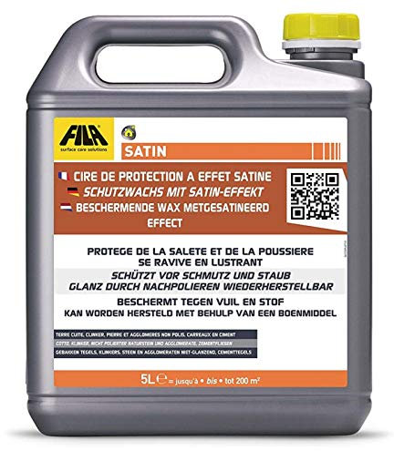FILA Satin Cire autolustrante à effet satiné pour terre cuite, clinker, pierres naturelles non polies - 5 Litres