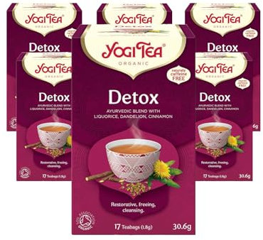 Yogi Tea, Detox Dandelion Burdock Root, Organic Herbal Tea, Naturally Caffeine Free, Blend of Liquorice, Dandelion and Cinnamon, 6 Packs x 17 Tea Bags (102 Teabags Total)