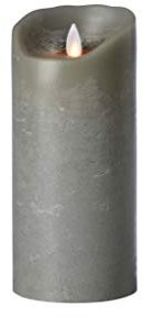 Sompex LED-Kerzen mit flackernder Flamme, Echtwachskerze, batteriebetrieben, Timerfunktion, Adventskranz, Flackerlicht, grau, 8 x 18 cm