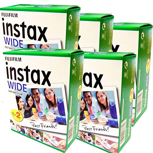 Fujifilm Instax Wide Set mit 5 Boxen à 20 Rollen (100 Großformatbilder) für Fuji Instax 210 200 100 100 300 Sofortbildkamera