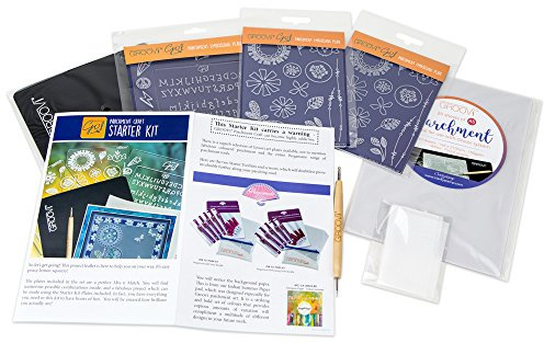 Groovi Go! Starter Kit - Claritystamp Plate Starter Kit - Craft Kit for Relaxation & Creativity - Beginner & Intermediate - Parchment Craft Kit - Clarity Crafts - Pergamano