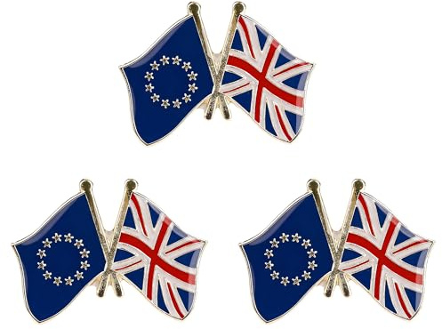 EU and UK Crossed Flags Enamel Metal Lapel Pin Badge – European Union and United Kingdom Friendship Souvenir – Patriotic Collectible Gift for Jacket, Hat, or Bag – 2.5cm x 1.9cm