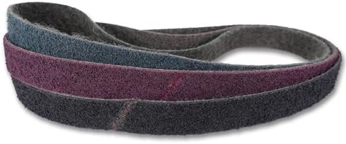 Red Label Abrasives 1 X 30 Inch Non Woven Surface Conditioning Sanding Belts for Knife Makers and Metal Fabricators - Coarse, Medium, and Fine Grits Sand Paper - 3 Pack Assortment