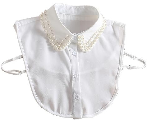 Tandou Elegante Krageneinsatz Damen Perlen Fake Kragen Blusenkragen Einsatz Bekleidung Accessoires (Weiß)