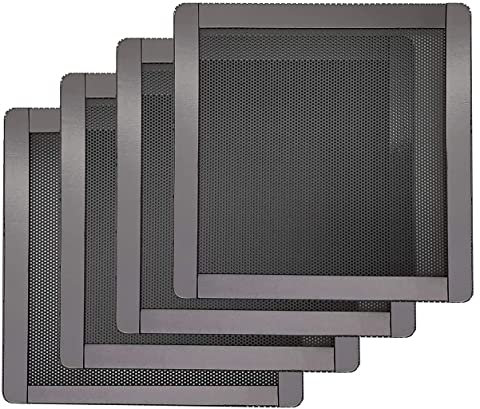 120mm PC Computer Case Fan Magnetic Frame Dust Filter Screen Dustproof Case Cover, Ultra Fine PVC Mesh, Black Color - 4 Pack