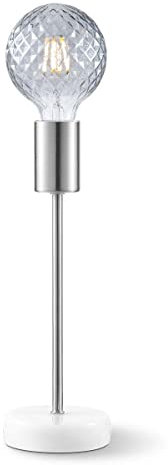 Home Sweet Home Moderner Tischlampe Cava Marble | 10/10/38cm | Gebürsteter Stahl | Nachttischlampe | Marmor und Metall | für E27 Lichtquelle | mit Kabelschalter | geeignet für Wohnzimmer
