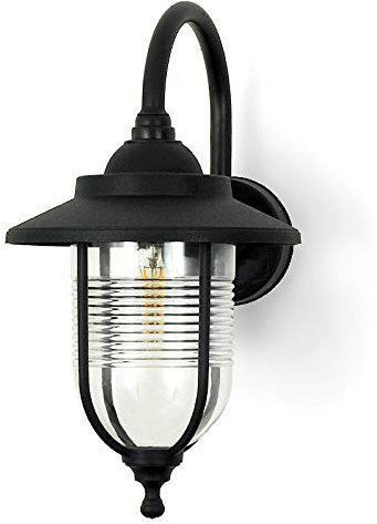 Kwazar Luminaire Außenwandleuchte Lampe Eingang Rustikal E27 max. 100W Außenlampe IP44 Leuchte Aussen Wandlampe PORTO Schwarz