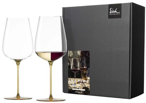 EISCH Inspire SensisPlus Allroundgläser Kraftvoll & Reichhaltig, 740 ml, Rotweingläser mit farbigem Stiel, Kristallglas, 2 Stück im Geschenkkarton, Transparent/Amber