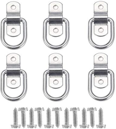 KAHEIGN 6Pcs D Ring Spannring Lastanker - Angeschmiedet Zurrring Bodenbefestigung Spannring mit 12Pcs Schrauben zur Ladungssicherung in Anhänger Lastwagen Boot Autos Kajak