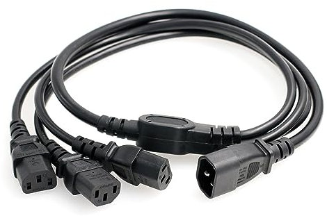 HangTon USV PDU Computer PC Stromverteilerkabel IEC320 C14 bis 3 x C13 10A 250V Verlängerungskabel (c14-3xc13 (1 m))