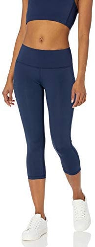 Amazon Essentials Damen Active Sculpt Workout Athleisure Capri-Leggings mit mittelhohem Bund, Marineblau, M