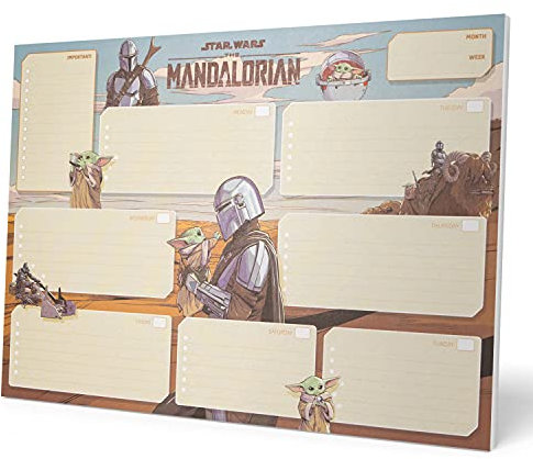 Grupo Erik Wochenplaner Block A3 - Terminplaner A3 The Mandalorian Schreibtischunterlage Kinder und Erwachsene - Kalender Planer Tischkalender ohne Datum Baby Yoda Grogu Offizielles Lizenzprodukt