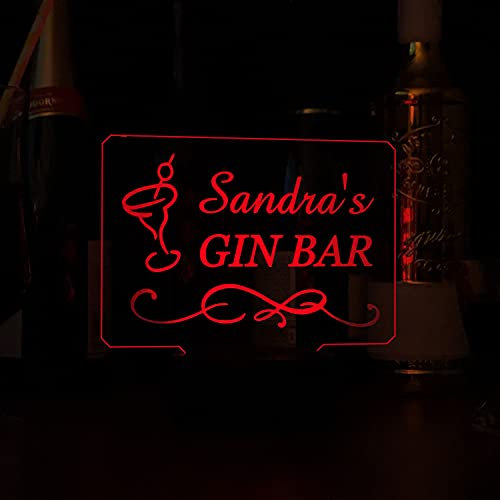 Bespoke Home Large Drinks Gin Bar Pub LED Lamp Any Name RGB Shed Garage Kitchen