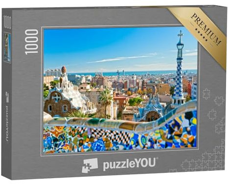 puzzleYOU: Puzzle 1000 Teile „Park Güell über Barcelona, Spanien“ – aus der Puzzle-Kollektion Spanien