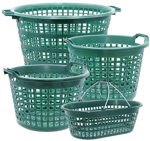 Agrarflora Gartenkorb Set 4-teilig - Laubkorb aus Recycling-Kunststoff - stapelbarer Allzweckkorb für Haus & Garten - Obstkorb, Erntekorb, Haushaltskorb - 4er Sparset - Made in Germany