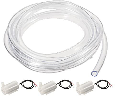 sourcing map Mini Pompe à eau DC 3V Micro Submersible Moteur Horizontal Style avec Vinyle transparent Tube pour Plante Fleur Jardinage