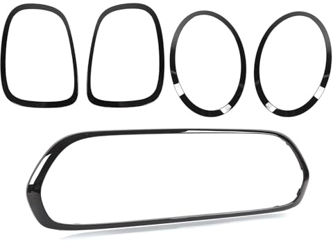 Akozon Kit Rivestimento Cornice Griglia Faro, 5 Pezzi Nero Lucido Faro Fanale Posteriore Griglia Cornice Copertura per Mini F55 F56 F57 One Cooper S JCW 2014+